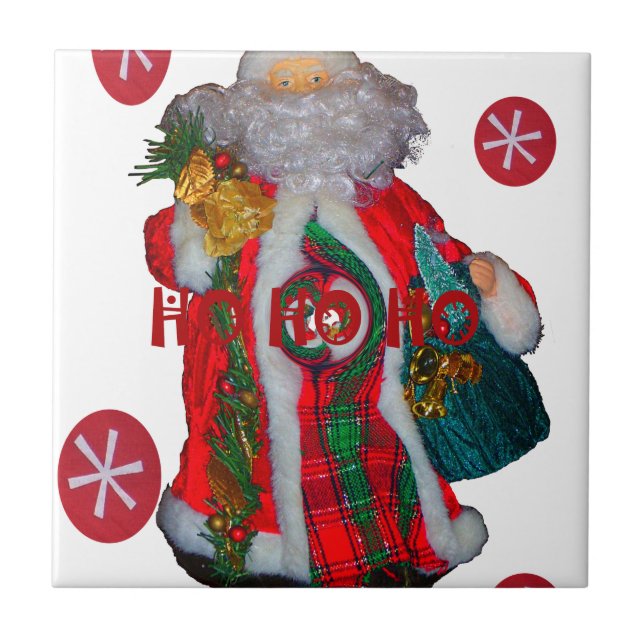 Fröhliche Weihnachts-Farben Weihnachtsmann Kunst,  Fliese (Vorderseite)