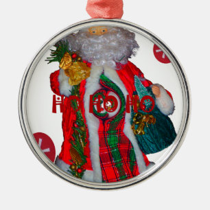 Fröhliche Weihnachts-Farben Weihnachtsmann Kunst, Silbernes Ornament