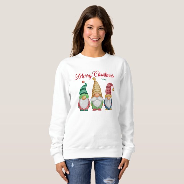 Fröhliche Weihnachts-farbenfrohe Wasserfarbenwelt Sweatshirt (Vorne ganz)
