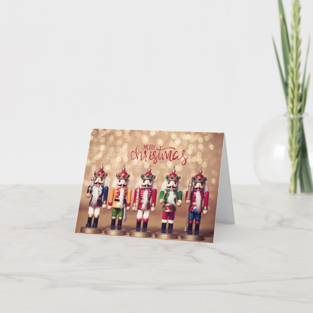 Fröhliche Weihnachts-farbige Nutcrackers Karte (Vorderseite)