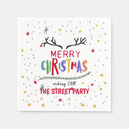 Fröhliche Weihnachts-farbige Rentierklänger und St Serviette