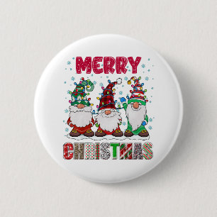 Fröhliche Weihnachts-Gnom-Familie Lustiger Weihnac Button