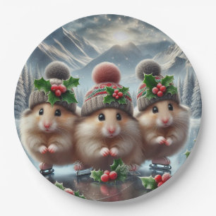 Fröhliche Weihnachts-Hamster Pappteller