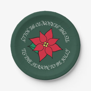 Fröhliche Weihnachts-Poinsettien-Papierteller Pappteller