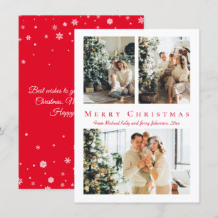 fröhliche Weihnachts-Rot-Script-Fotos sammeln Urla Feiertagskarte