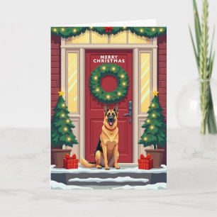 Fröhliche Weihnachts-Türkarte für Hunde Karte