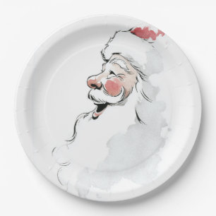 Fröhliche Weihnachts-Wasserfarben-Santa-Papiertell Pappteller