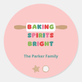Fröhliche Weihnachtsaufkleber 'Baking Spirits Brig Runder Aufkleber