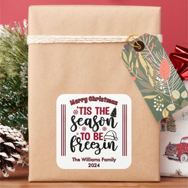 Fröhliche Weihnachtsaufkleber zum Feiern Quadratischer Aufkleber (Feiertag)