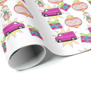 Fröhliche Weihnachtsbälle Pink Car Wrapping Papier Geschenkpapier