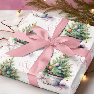 Fröhliche Weihnachtsbaum Farbenfrohe Ornamente Geschenkpapier