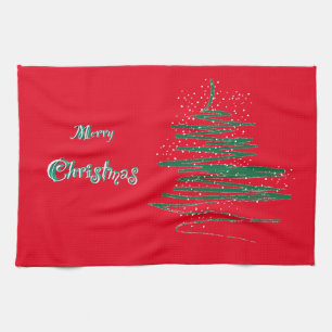 Fröhliche Weihnachtsbaum-Schneeflocken Küchentuch