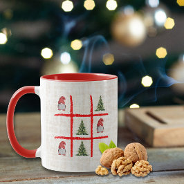 Fröhliche Weihnachtsbäume und Gnom Tic Tac Toe Kar Tasse