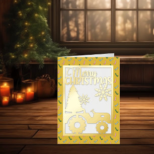Fröhliche Weihnachtsbaumfarm Faux-Papierkunst Gold
