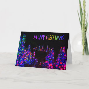Fröhliche Weihnachtsbaumlichter Miami Gradient Feiertagskarte