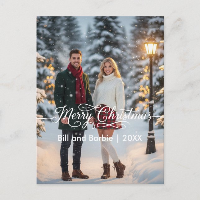 Fröhliche Weihnachtscouches Foto Front Feiertagspostkarte (Vorderseite)