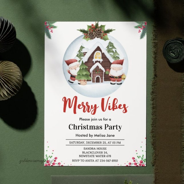 Fröhliche Weihnachtsfeier Einladung (Merry Vibes Christmas Party Invitation)