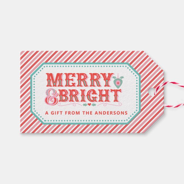 Fröhliche Weihnachtsfeier | Merry & Bright Geschenkanhänger (Vorderseite (Horizontal))
