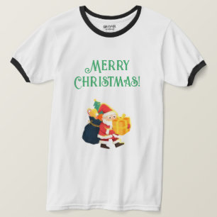 Fröhliche Weihnachtsfeier Santa-Geschenke Ringer T-Shirt