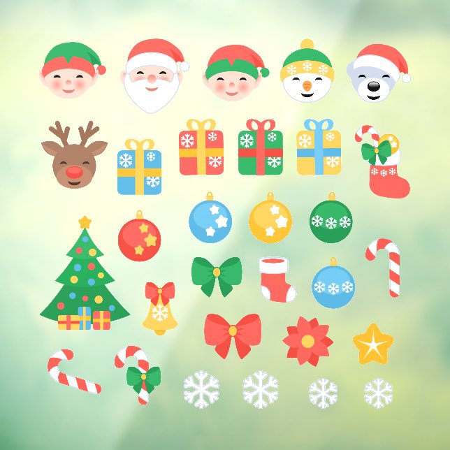 Fröhliche Weihnachtsfeiertage-Cartoon Fensteraufkleber (Blatt 3)