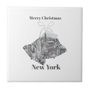 Fröhliche Weihnachtsglocke New York Fliese
