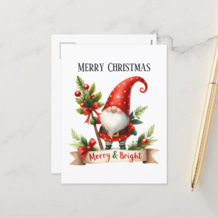 Fröhliche Weihnachtsgnome hinzufügen Feiertagspostkarte