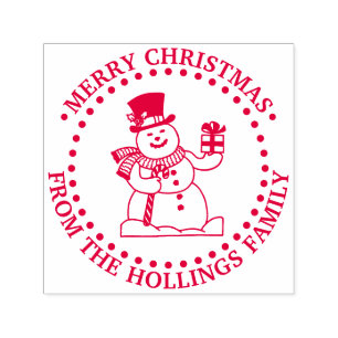 Fröhliche Weihnachtsgrüße Schneemann Name Permastempel