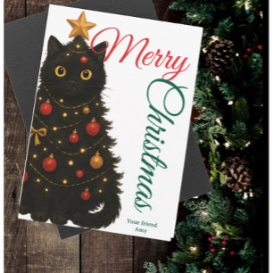 Fröhliche Weihnachtskarte Lustige Katze Weihnachts Einladung
