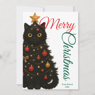 Fröhliche Weihnachtskarte Lustige Katze Weihnachts Einladung