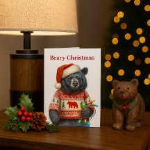 Fröhliche Weihnachtskarte mit Bär