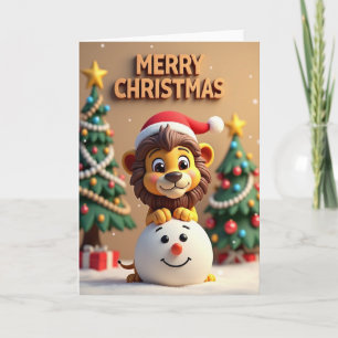 Fröhliche Weihnachtskarte mit Löwenjungen Karte