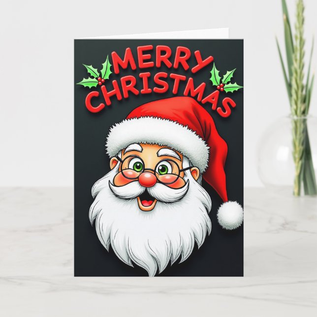 Fröhliche Weihnachtskarte mit Santa Claus Karte (Vorderseite)