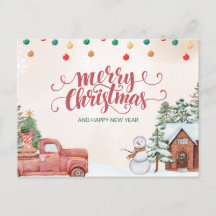 Fröhliche Weihnachtskarte mit Schneemann: Teilen S