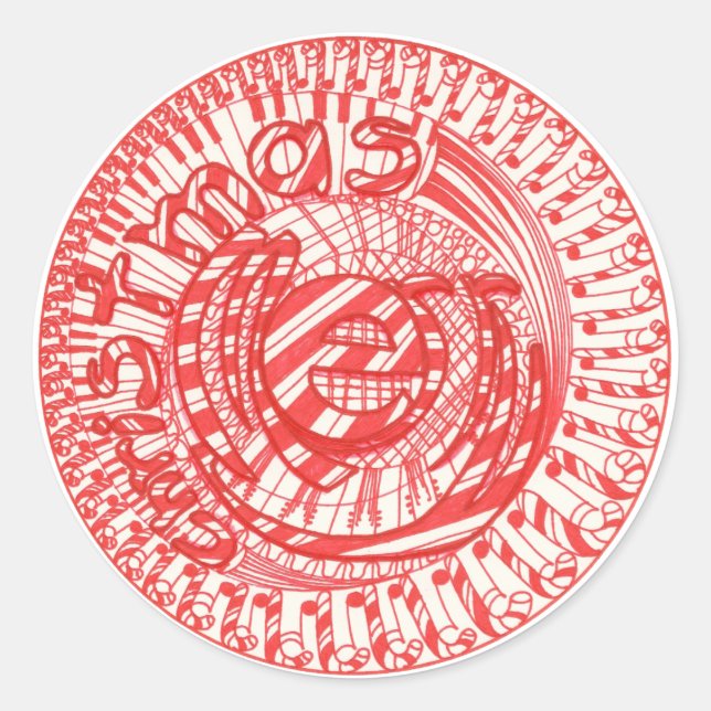 Fröhliche Weihnachtskugel Bonbons Musik Aufkleber (Vorderseite)