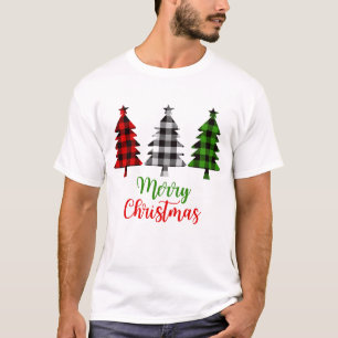 Fröhliche Weihnachtskugel Kariert Red White Green T-Shirt