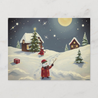 Fröhliche Weihnachtslandschaftskarte Postkarte