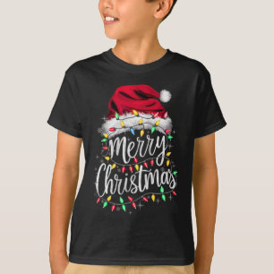Fröhliche Weihnachtslichter Rote Santa-Mütze Weihn T-Shirt