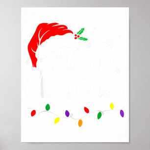 Fröhliche Weihnachtslichter Rote Santa-Mütze Xmas- Poster