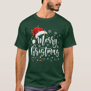 Fröhliche Weihnachtslichter Rote Santa-Mütze Xmas- T-Shirt