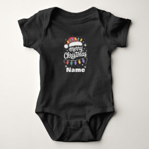 Fröhliche Weihnachtslichter Santa Hut Personalisie Baby Strampler