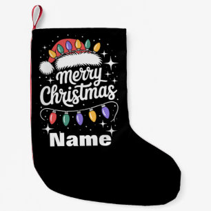 Fröhliche Weihnachtslichter Santa Hut Personalisie Kleiner Weihnachtsstrumpf