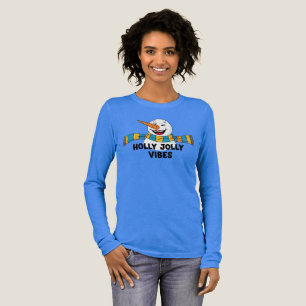 Fröhliche Weihnachtsmann-Vibes Schneemann Tri-Blend Shirt