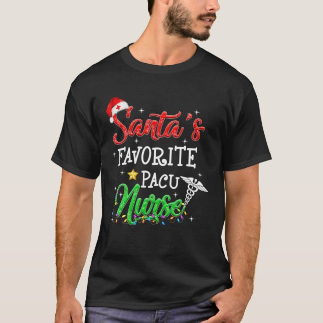 Fröhliche Weihnachtsnachtsnacht-Crew RN Santa's Li T-Shirt (Vorderseite)