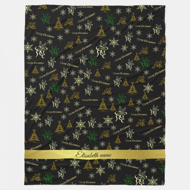 fröhliche Weihnachtsnachtsvorlage Fleecedecke (Vorderseite)