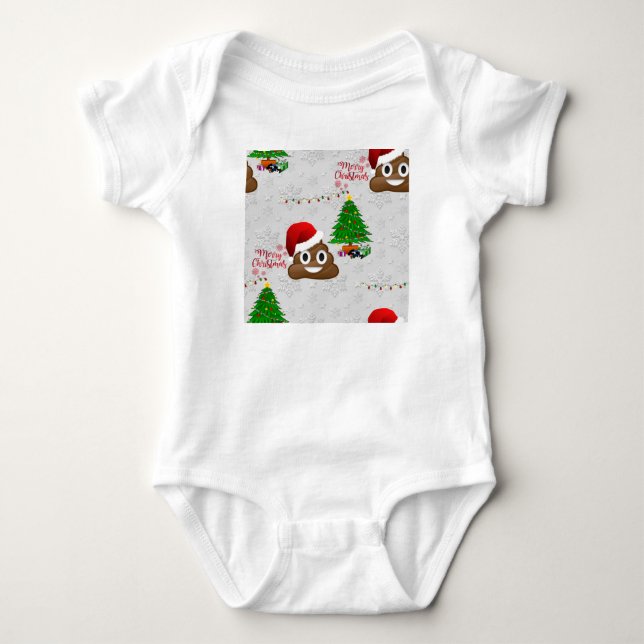 fröhliche Weihnachtspoo emoji Baby Strampler (Vorderseite)