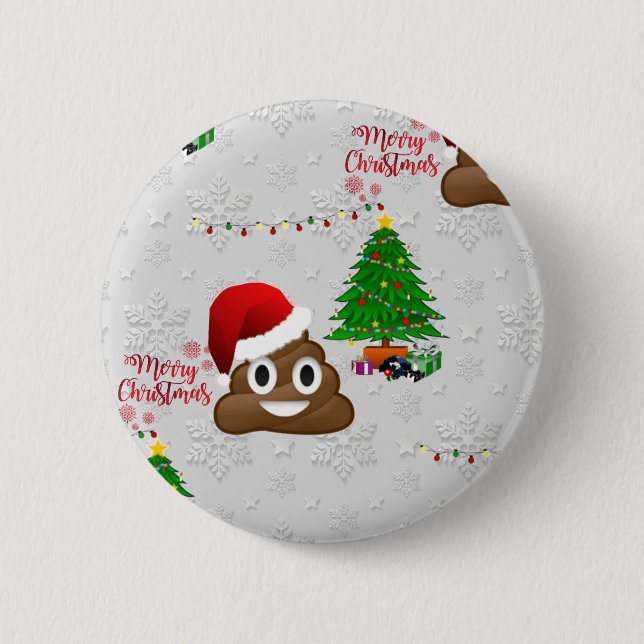 fröhliche Weihnachtspoo emoji Button (Vorderseite)