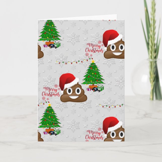 fröhliche Weihnachtspoo emoji Feiertagskarte (Vorderseite)