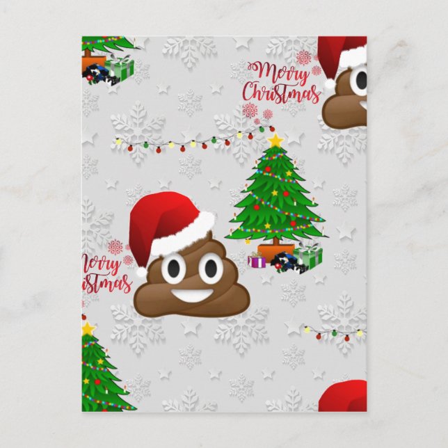 fröhliche Weihnachtspoo emoji Feiertagspostkarte (Vorderseite)