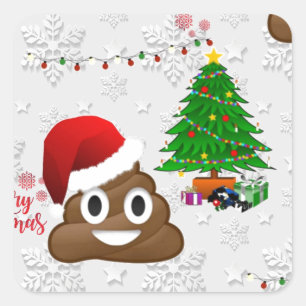 fröhliche Weihnachtspoo emoji Quadratischer Aufkleber