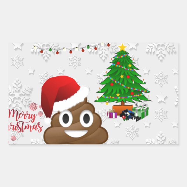 fröhliche Weihnachtspoo emoji Rechteckiger Aufkleber (Vorderseite)